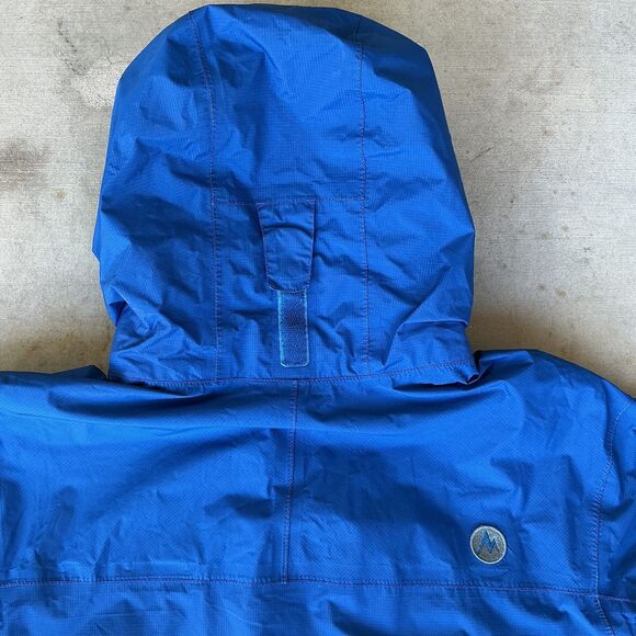 Marmot Mens PreCip Rain Jacket sz L  Blue Hooded Ripstop Nylon DWR Hiking 41200 - Picture 7 of 16